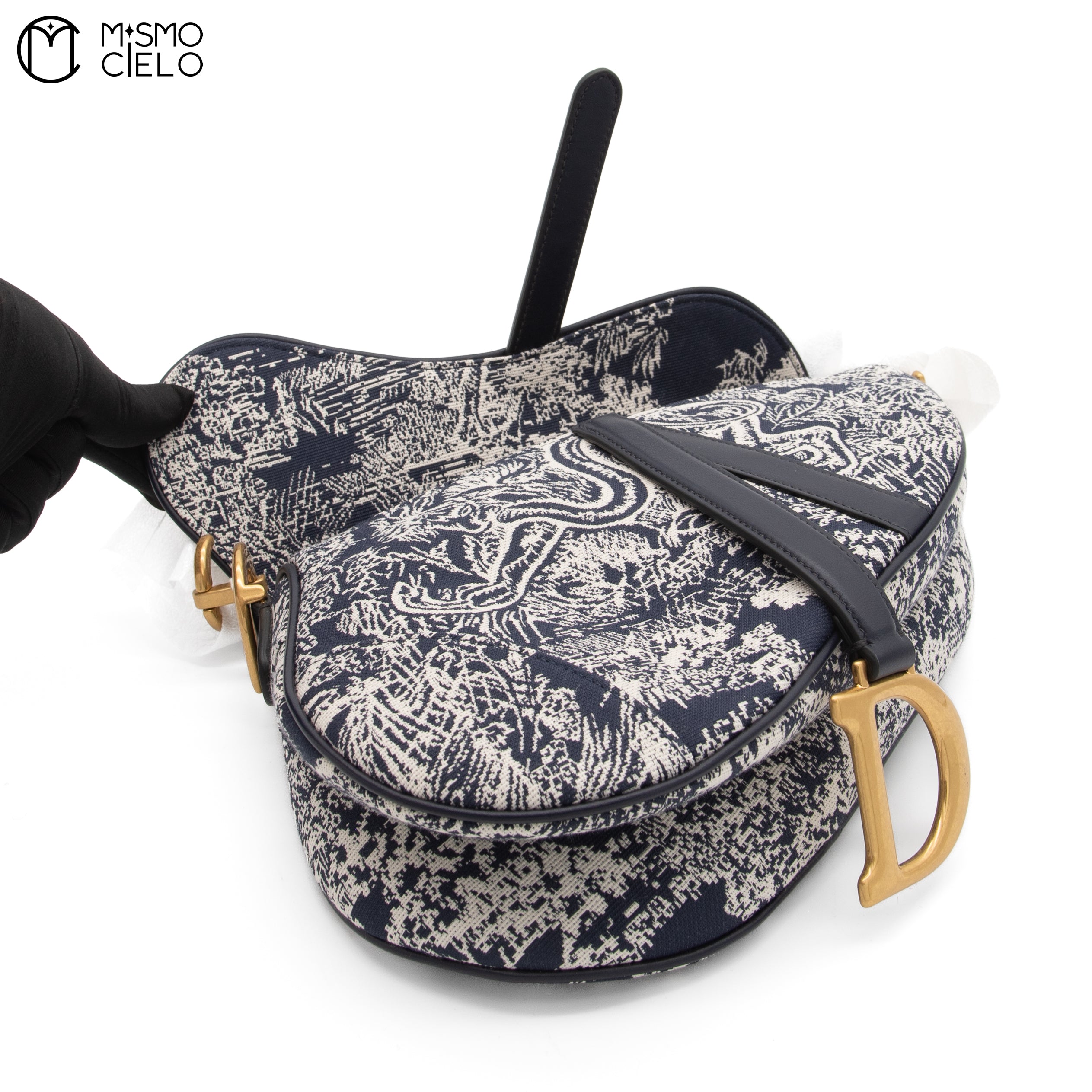Navy Jacquard Saddle bag