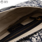 Navy Jacquard Saddle bag