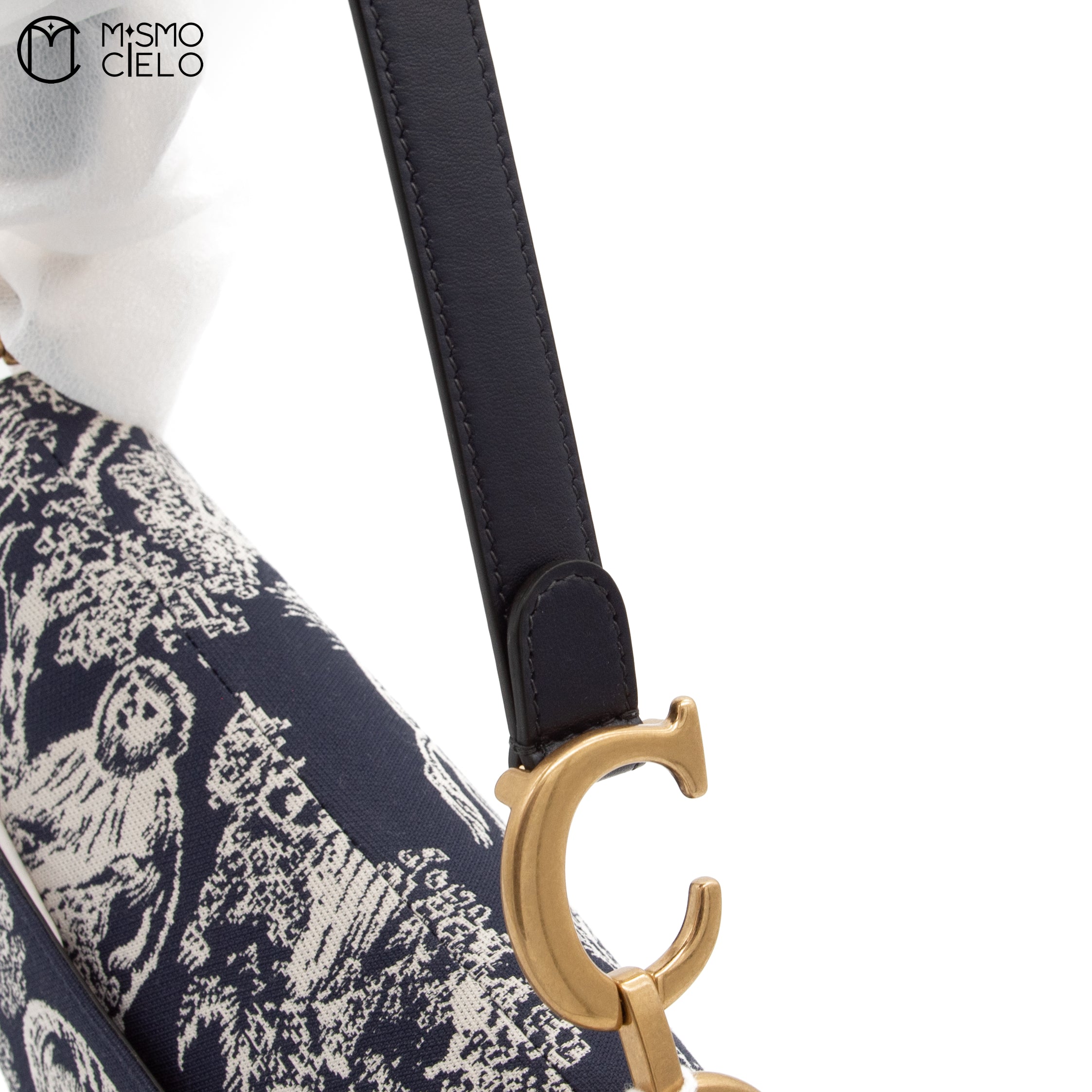 Navy Jacquard Saddle bag