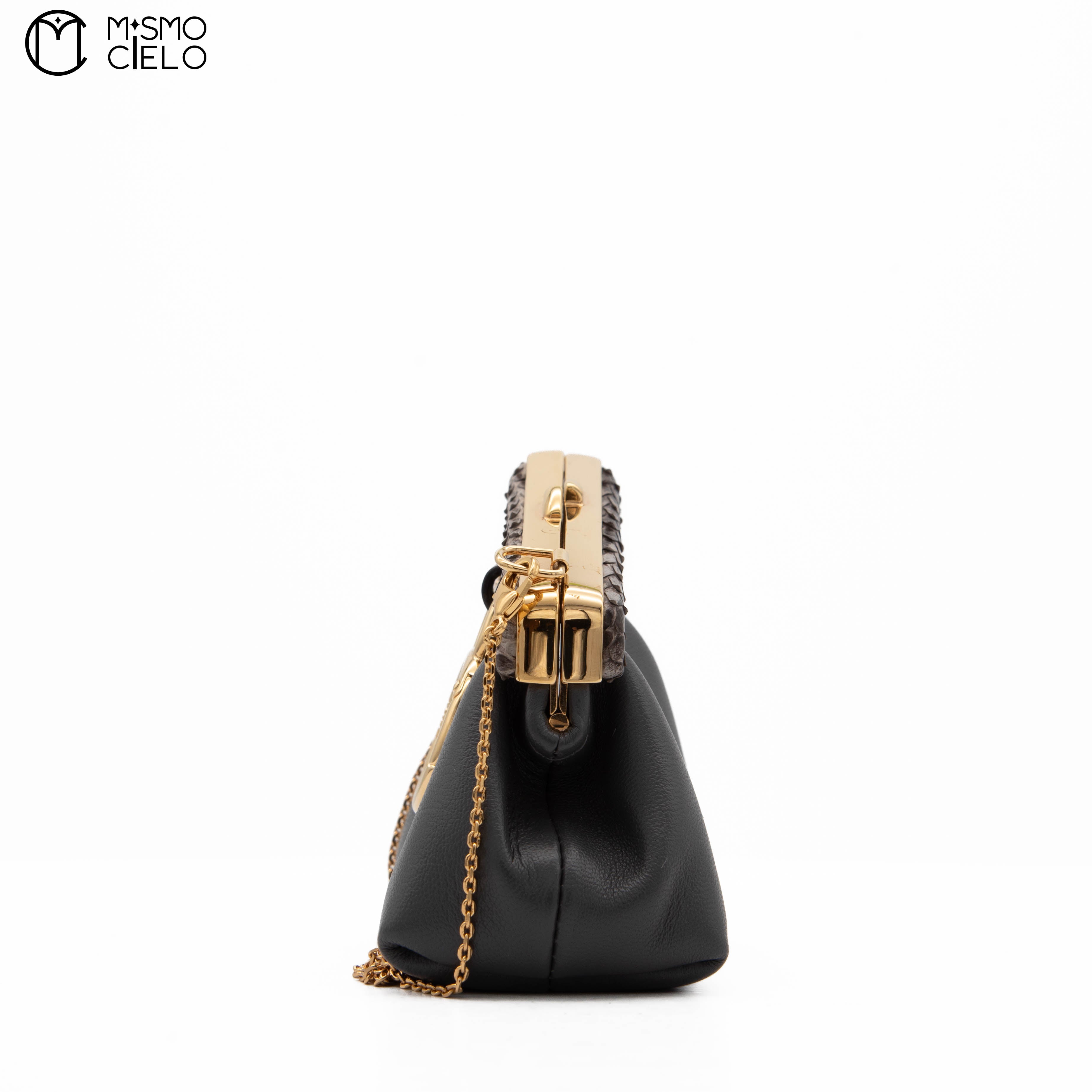 FENDI First Charm Nano Bag Grey Python *