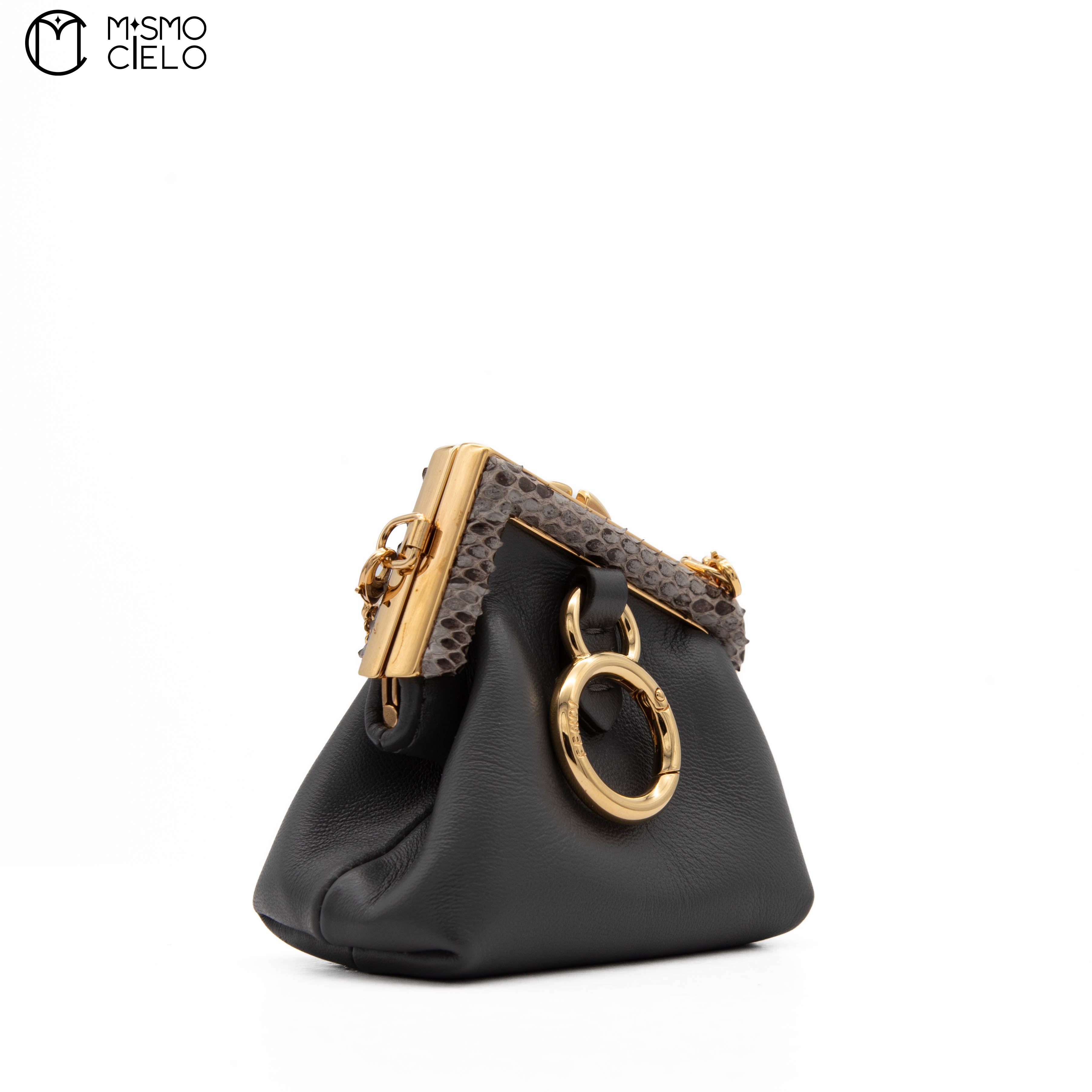 FENDI First Charm Nano Bag Grey Python *