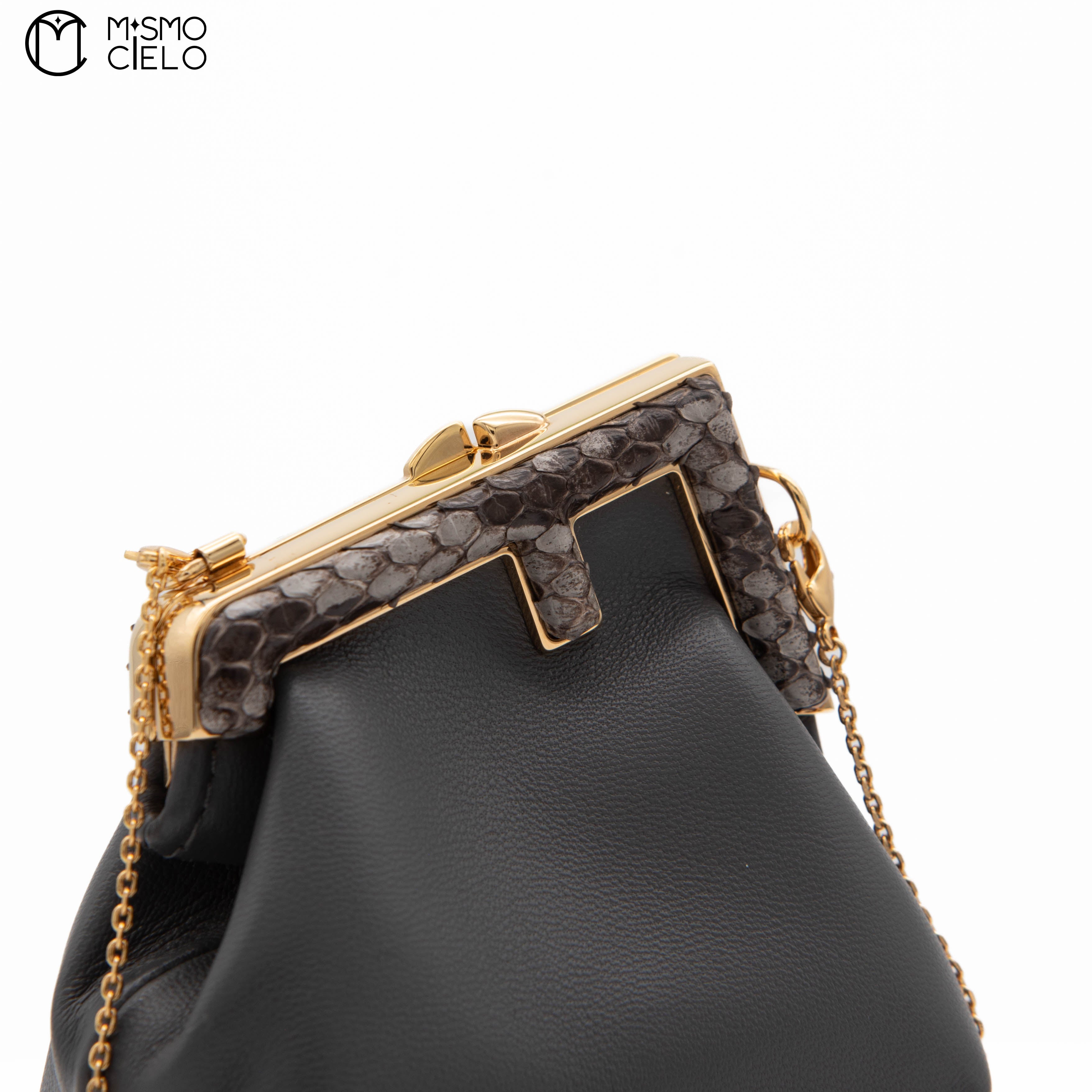 FENDI First Charm Nano Bag Grey Python *