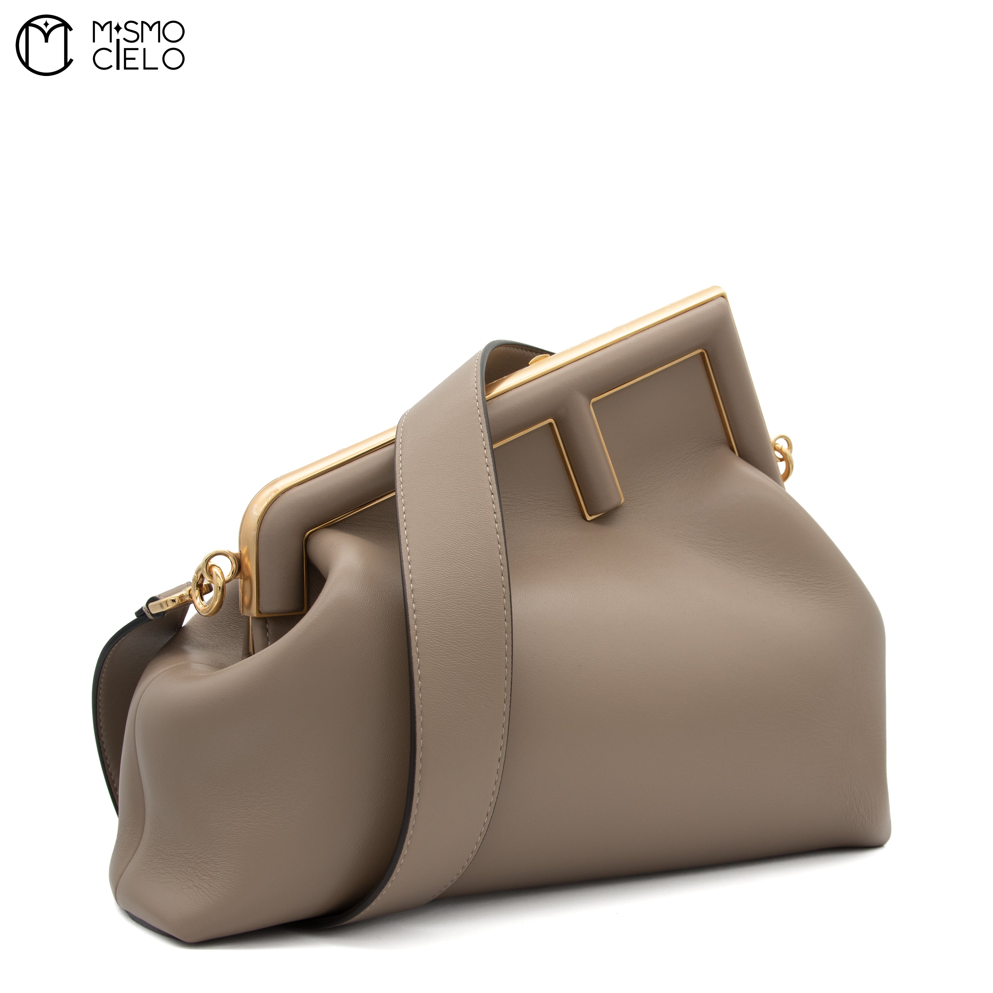 Pochette Fendi First Lamb Leather Brown