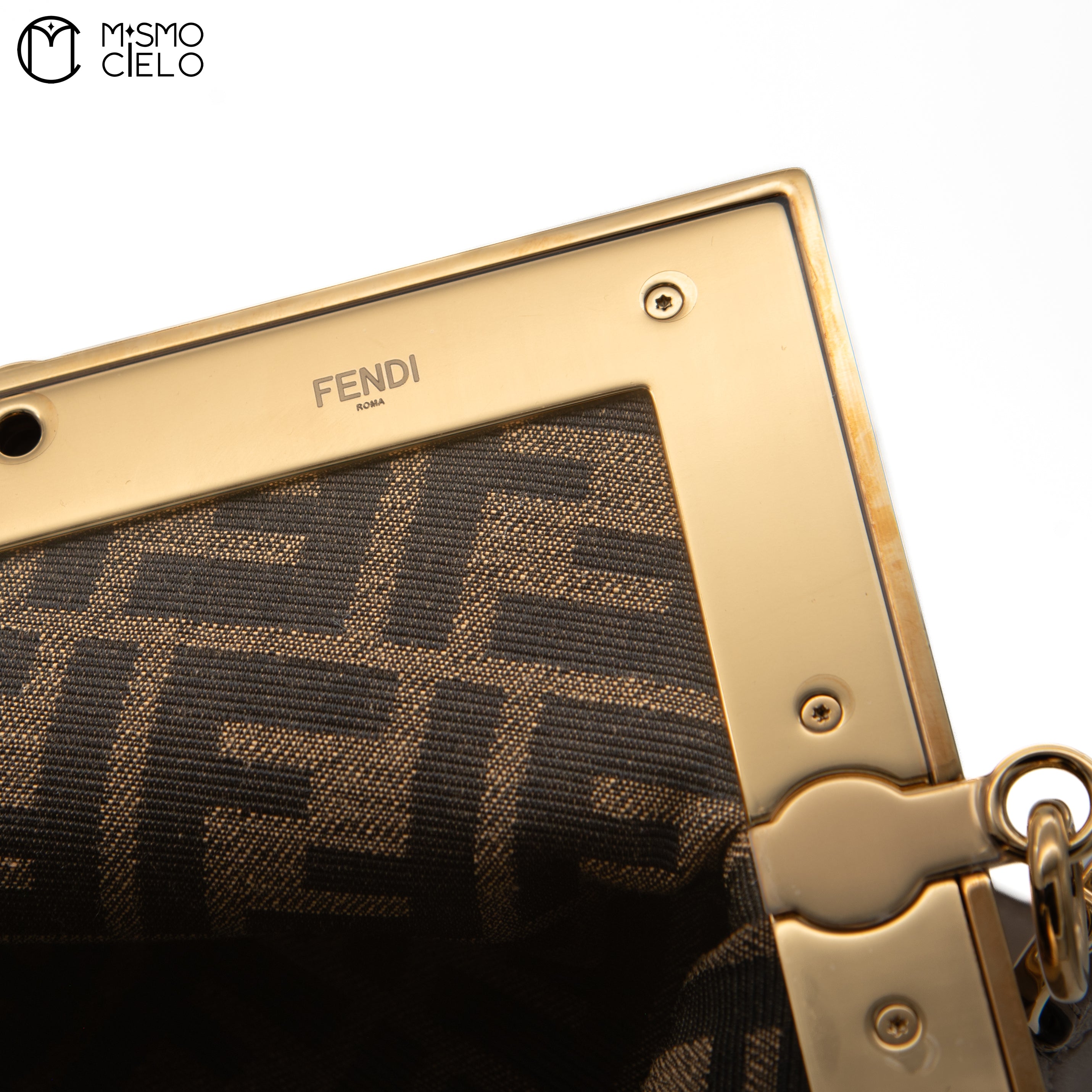 Pochette Fendi First Lamb Leather Brown