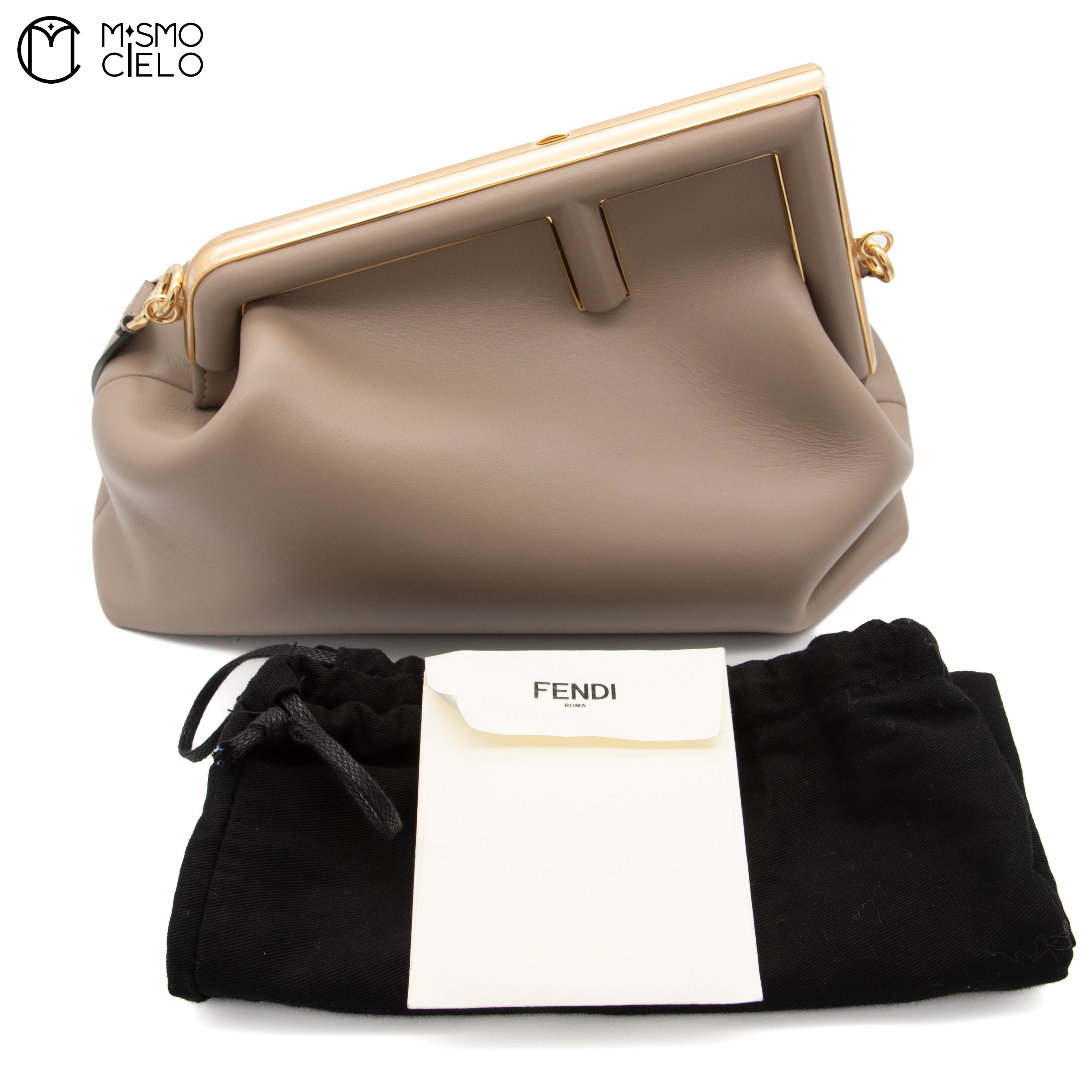 Pochette Fendi First Lamb Leather Brown