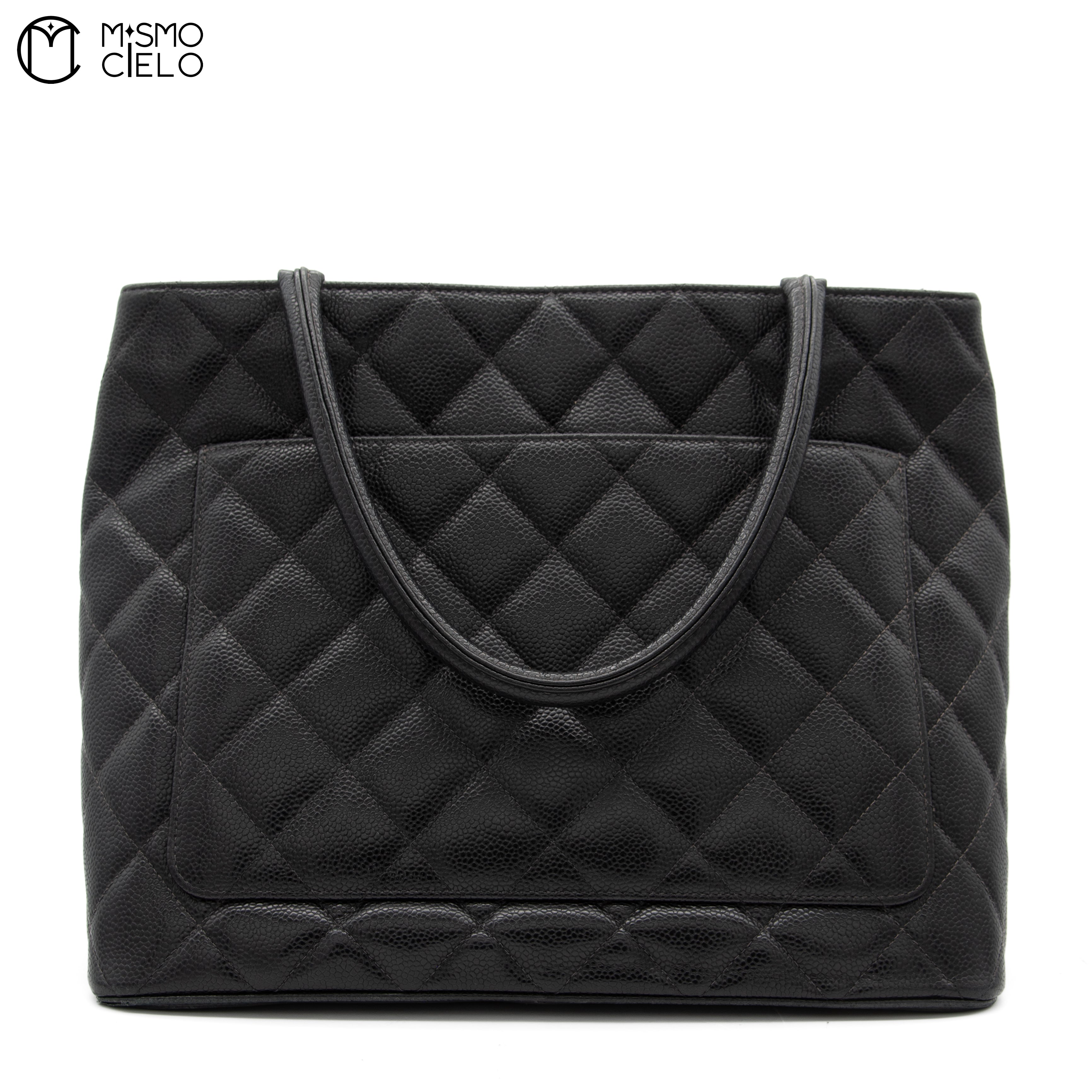 Caviar Skin Black Tote Bag