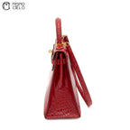 Kelly 32 Porosus Red Blaze and Gold Metallic Crocodile Bag O Y series (Authenticated)