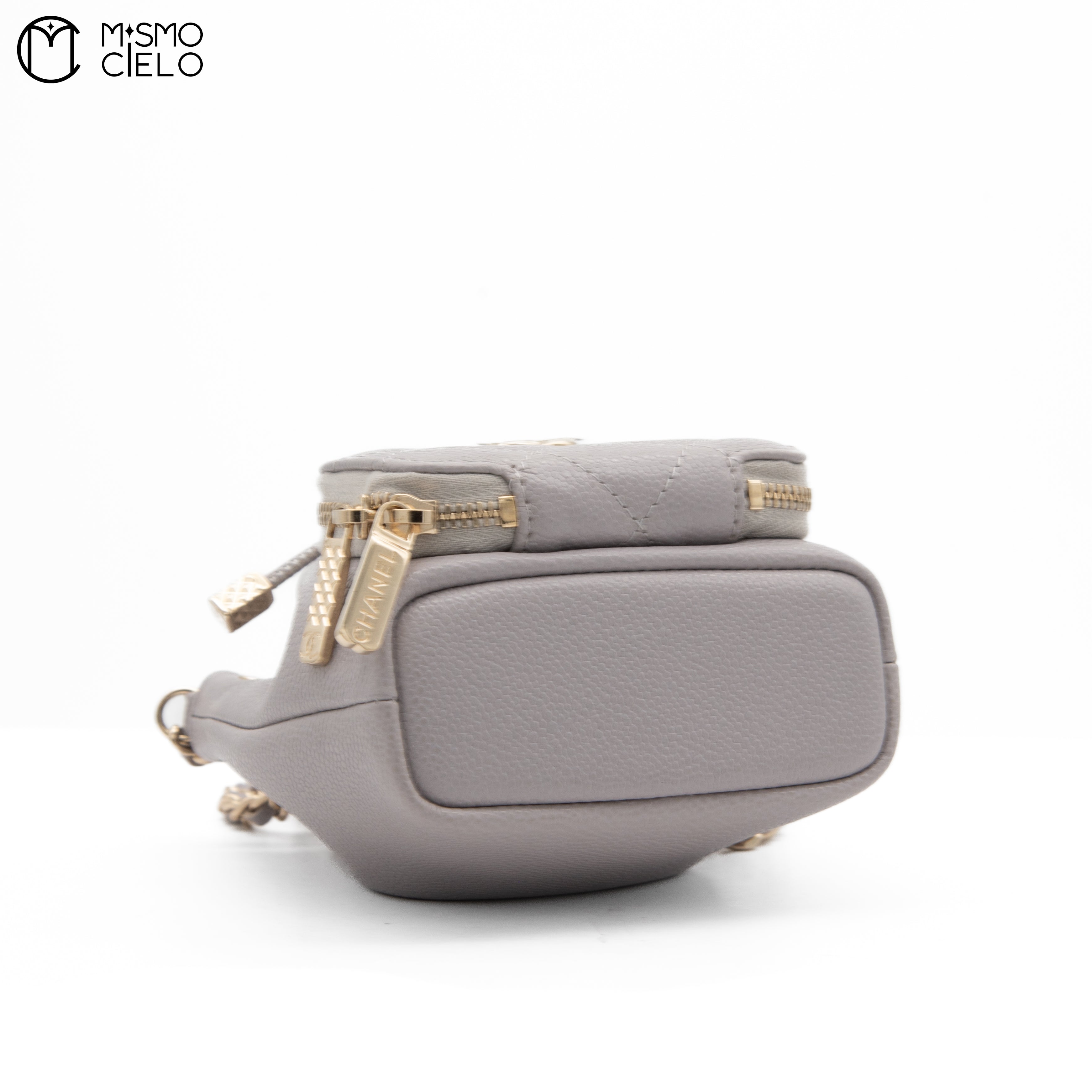 Leather Drawstring Grey Bucket Pouch