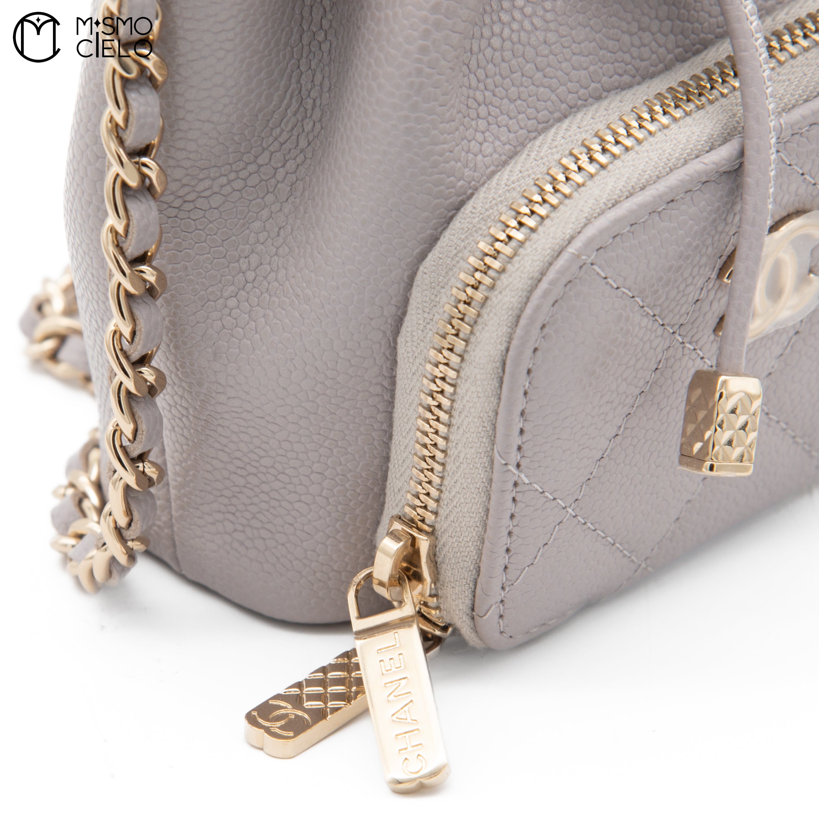 Leather Drawstring Grey Bucket Pouch