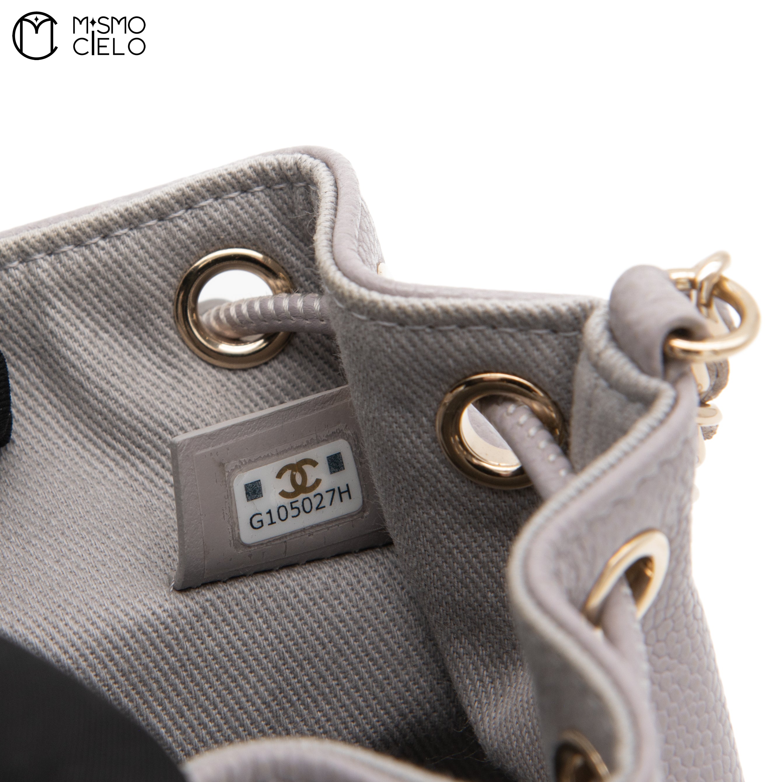 Leather Drawstring Grey Bucket Pouch