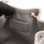 Leather Drawstring Grey Bucket Pouch