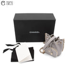 Leather Drawstring Grey Bucket Pouch