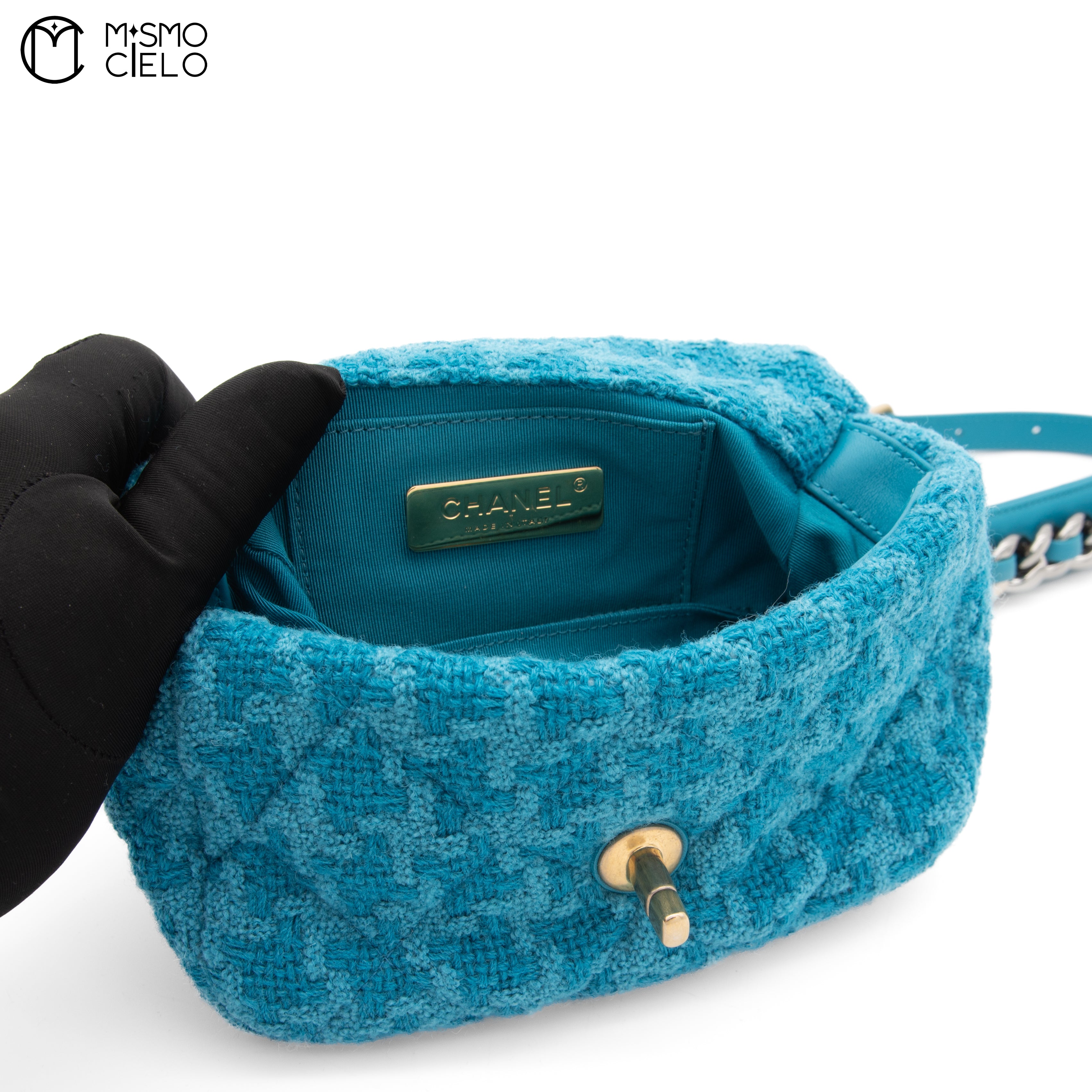 Blue Tweed Waist Bag
