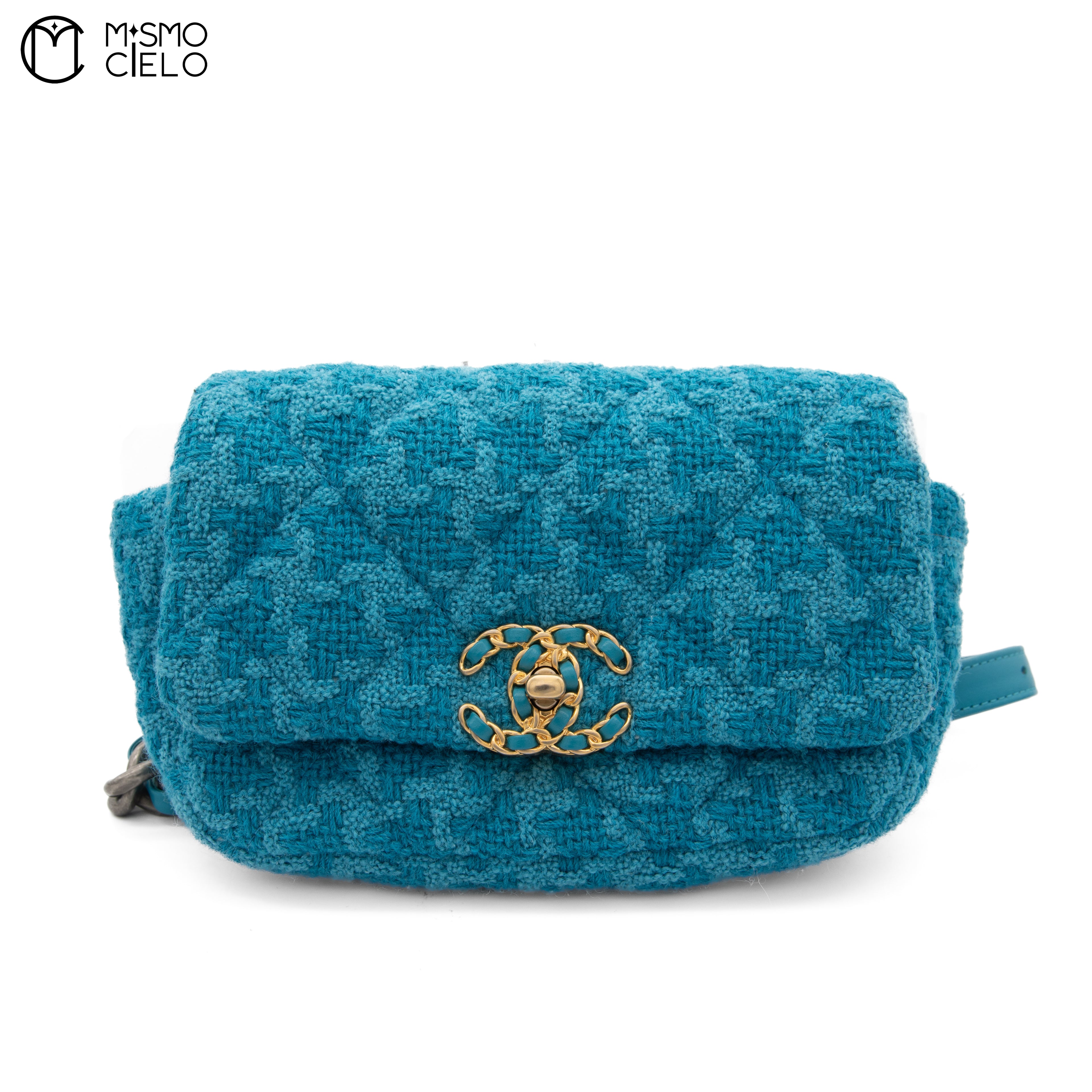 Blue Tweed Waist Bag