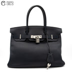 Birkin 30 Navy Togo Square L Engraved (Authenticated)