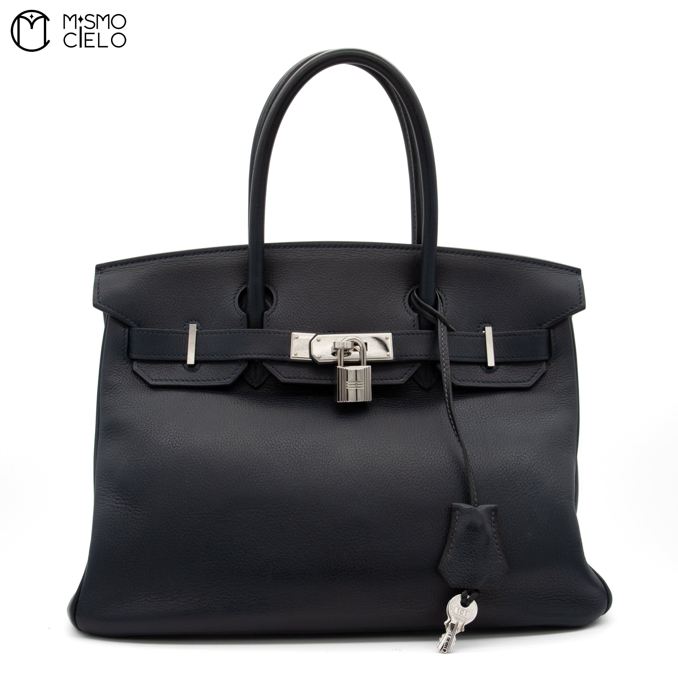 Birkin 30 Navy Togo Square L Engraved (Authenticated)