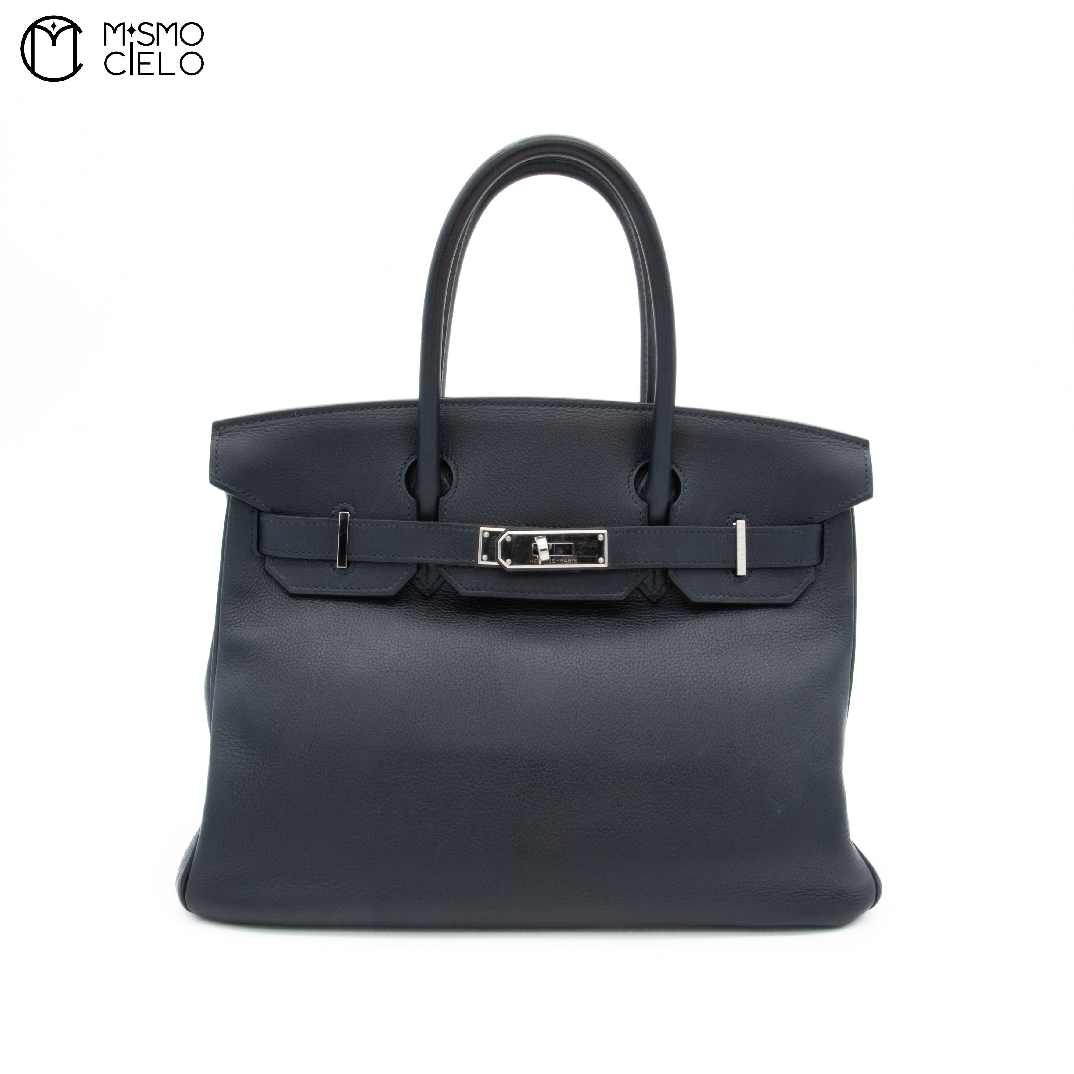 Birkin 30 Navy Togo Square L Engraved (Authenticated)