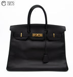 Birkin 35 Box Calf Engraved Circle Y (Authenticated)