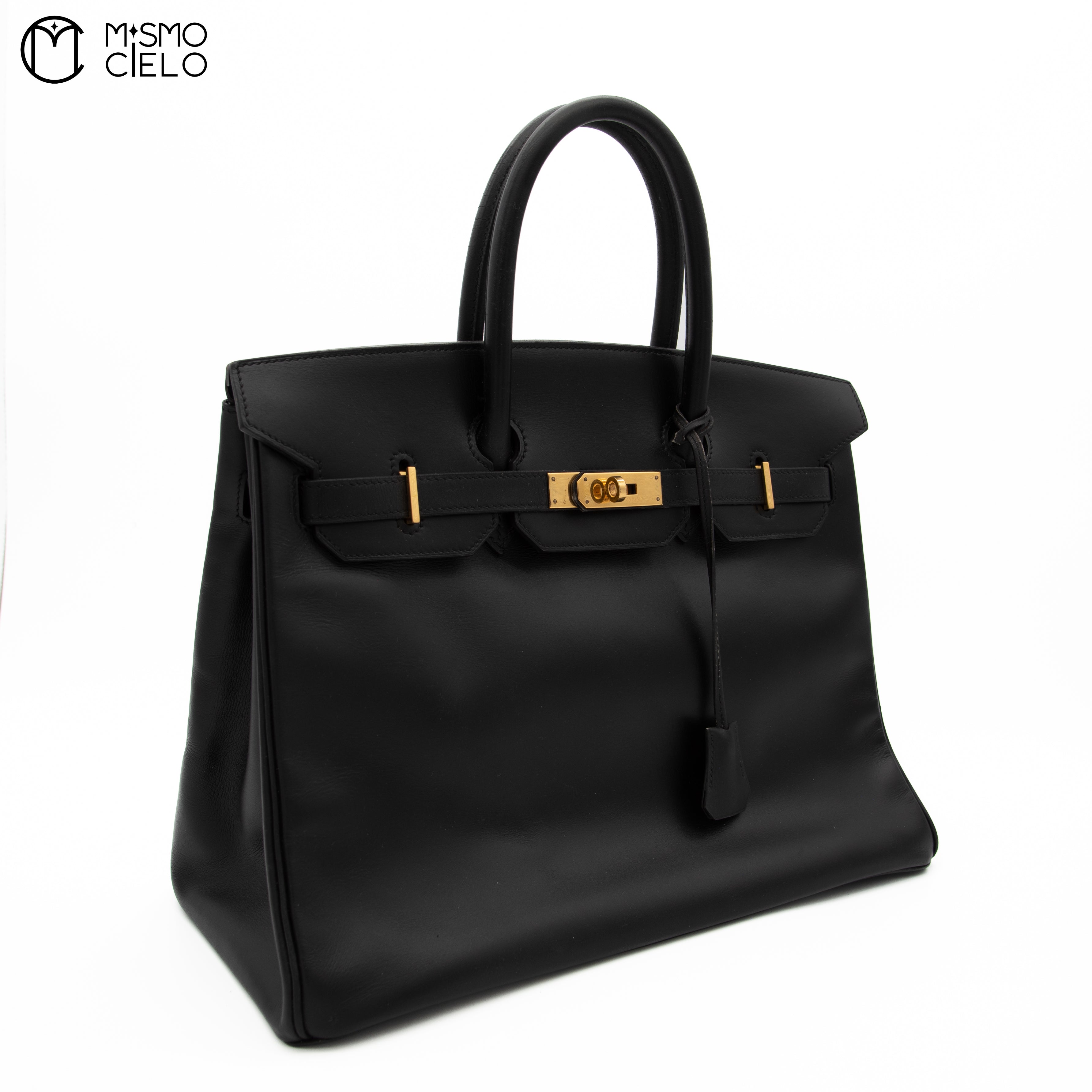 Birkin 35 Box Calf Engraved Circle Y (Authenticated)