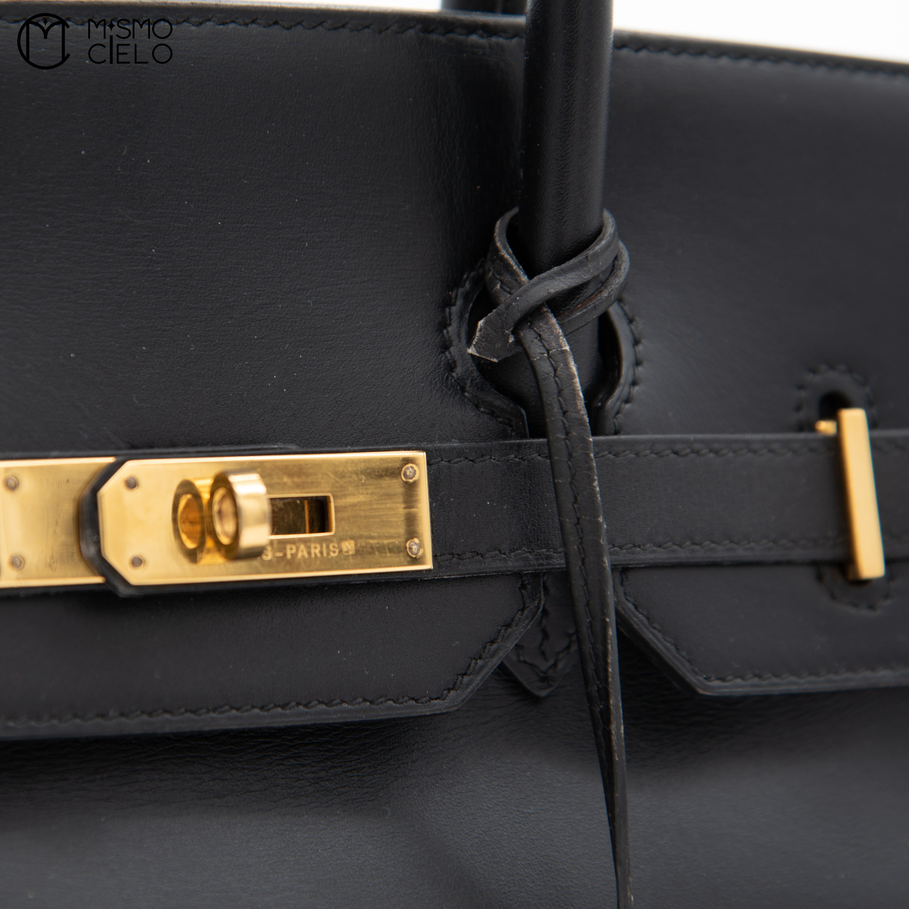 Birkin 35 Box Calf Engraved Circle Y (Authenticated)