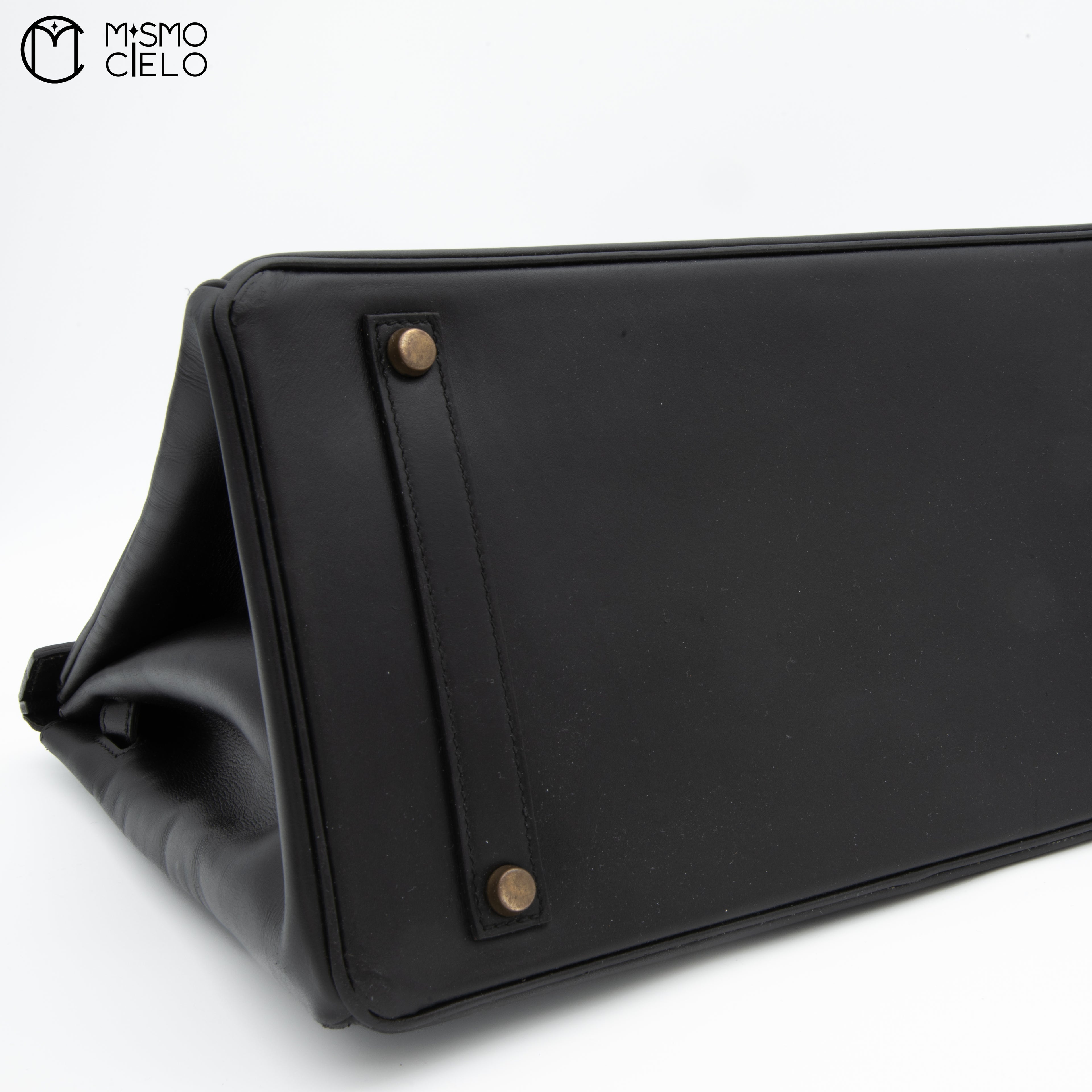 Birkin 35 Box Calf Engraved Circle Y (Authenticated)