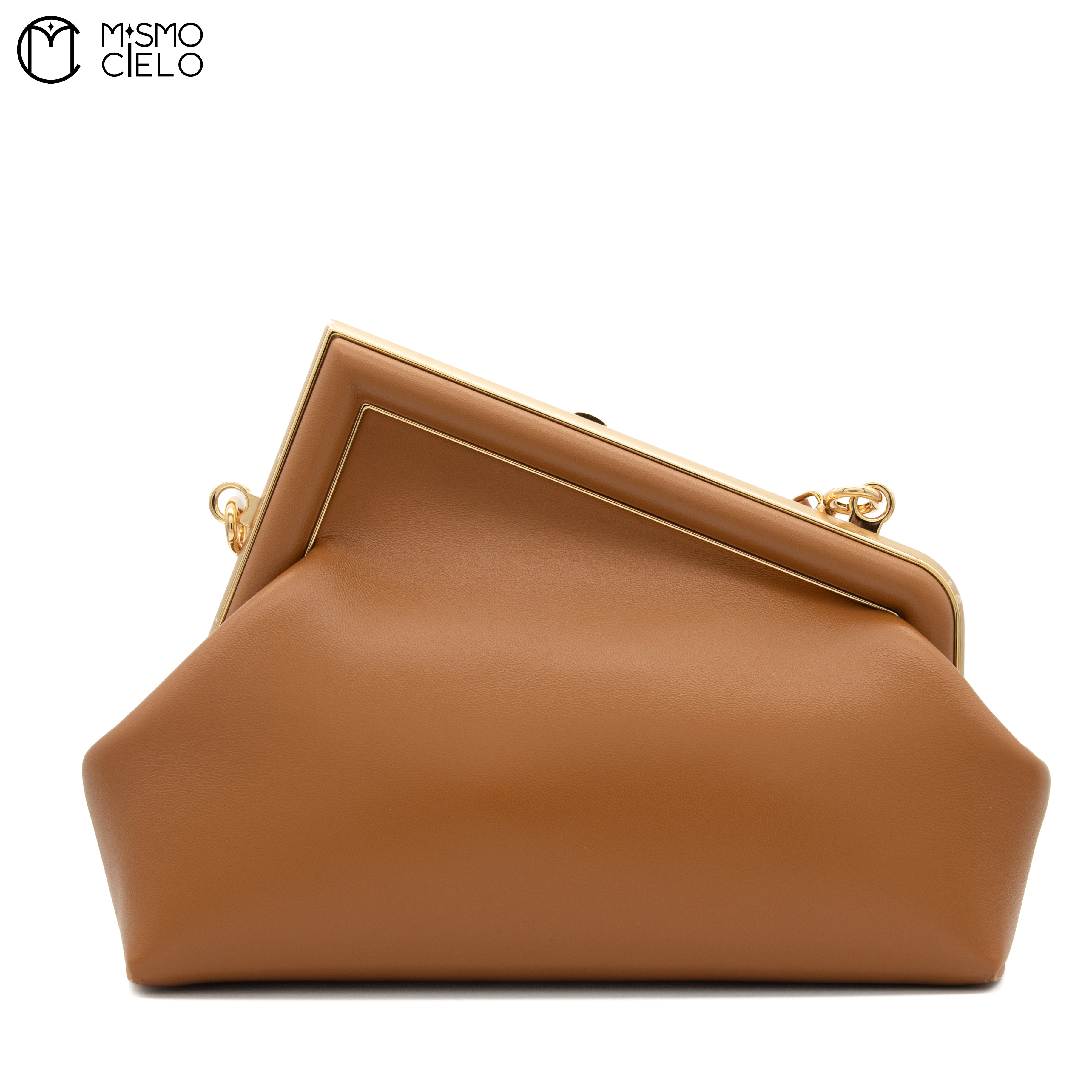 Pochette Fendi First 8BP129 Lamb Leather Dark Brown Bag