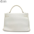 Authenticated Kelly 32 Clemence White Square F Engraved