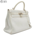 Authenticated Kelly 32 Clemence White Square F Engraved