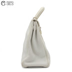 Authenticated Kelly 32 Clemence White Square F Engraved