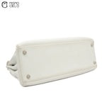 Authenticated Kelly 32 Clemence White Square F Engraved