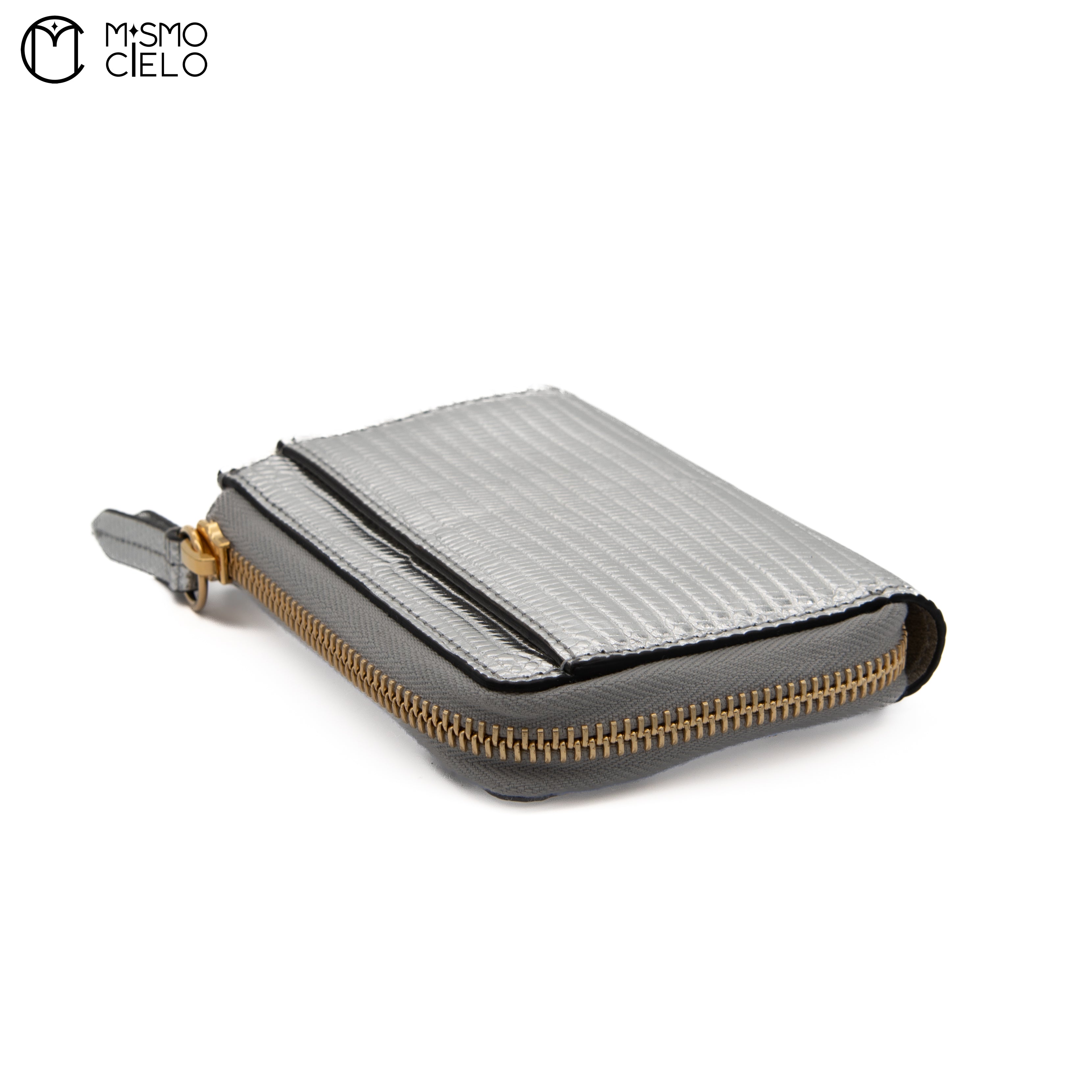 Wallet in Silver Lizard Embossed Leather with Gold Tone GG Logo