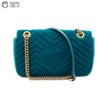 GG Large Green Velvet Shoulder Bag