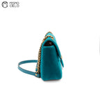 GG Large Green Velvet Shoulder Bag