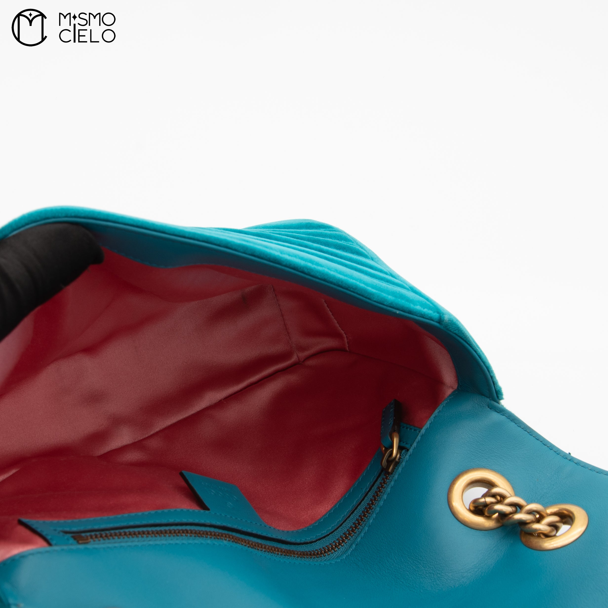 GG Large Green Velvet Shoulder Bag