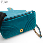GG Large Green Velvet Shoulder Bag