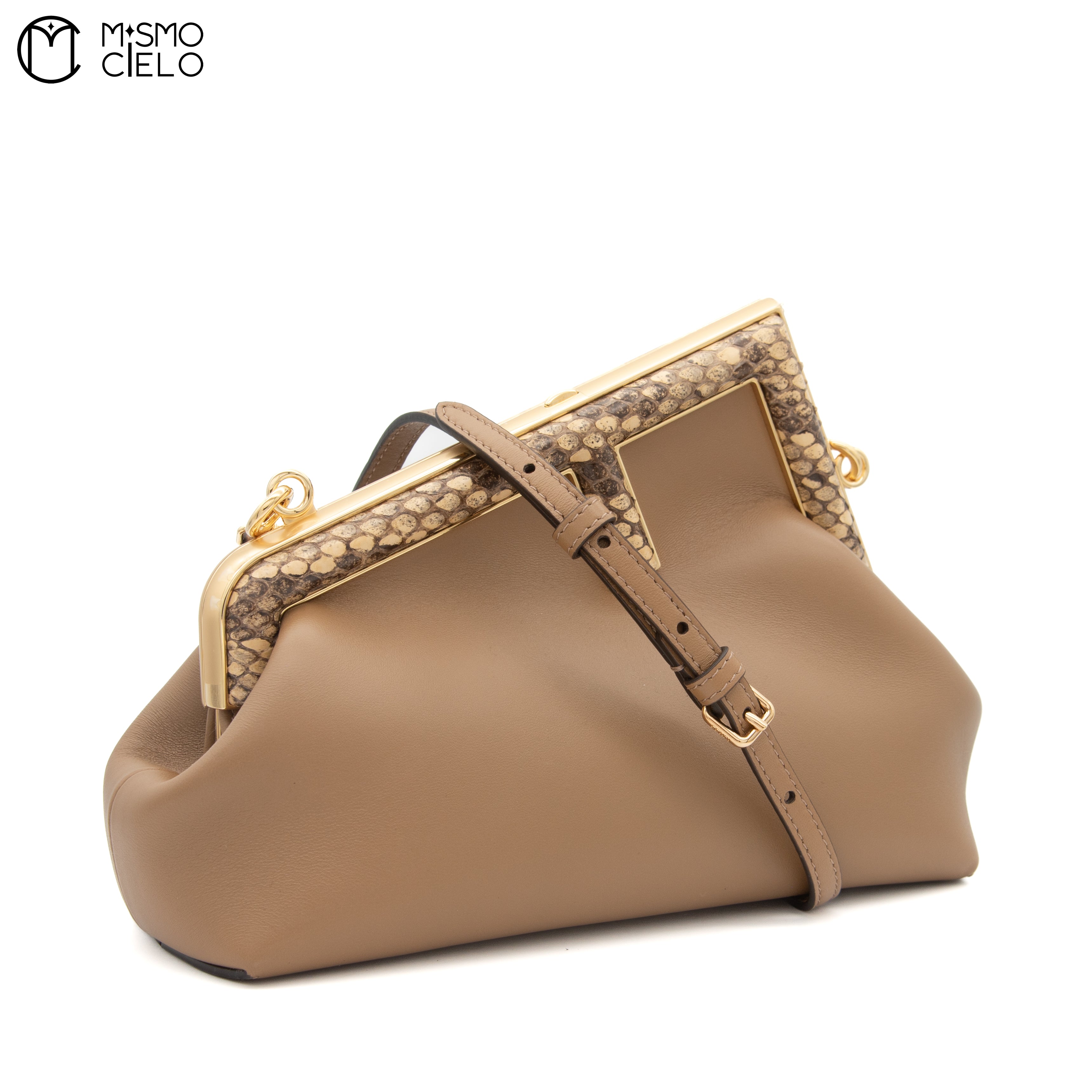 Pochette Fendi First 8BP129 Lamb Leather and Python