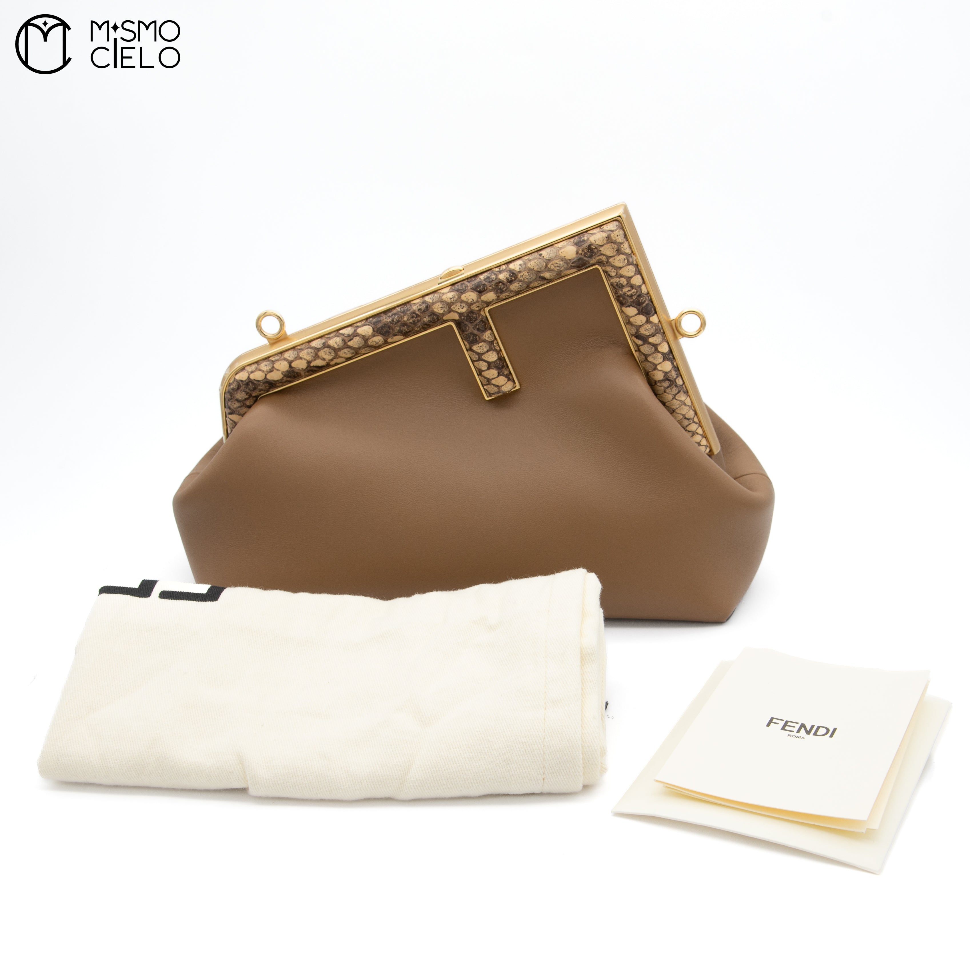 Pochette Fendi First 8BP129 Lamb Leather and Python