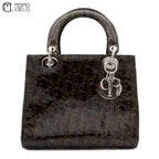 Trotter Lady Dior Patent Handbag Brown and Khaki