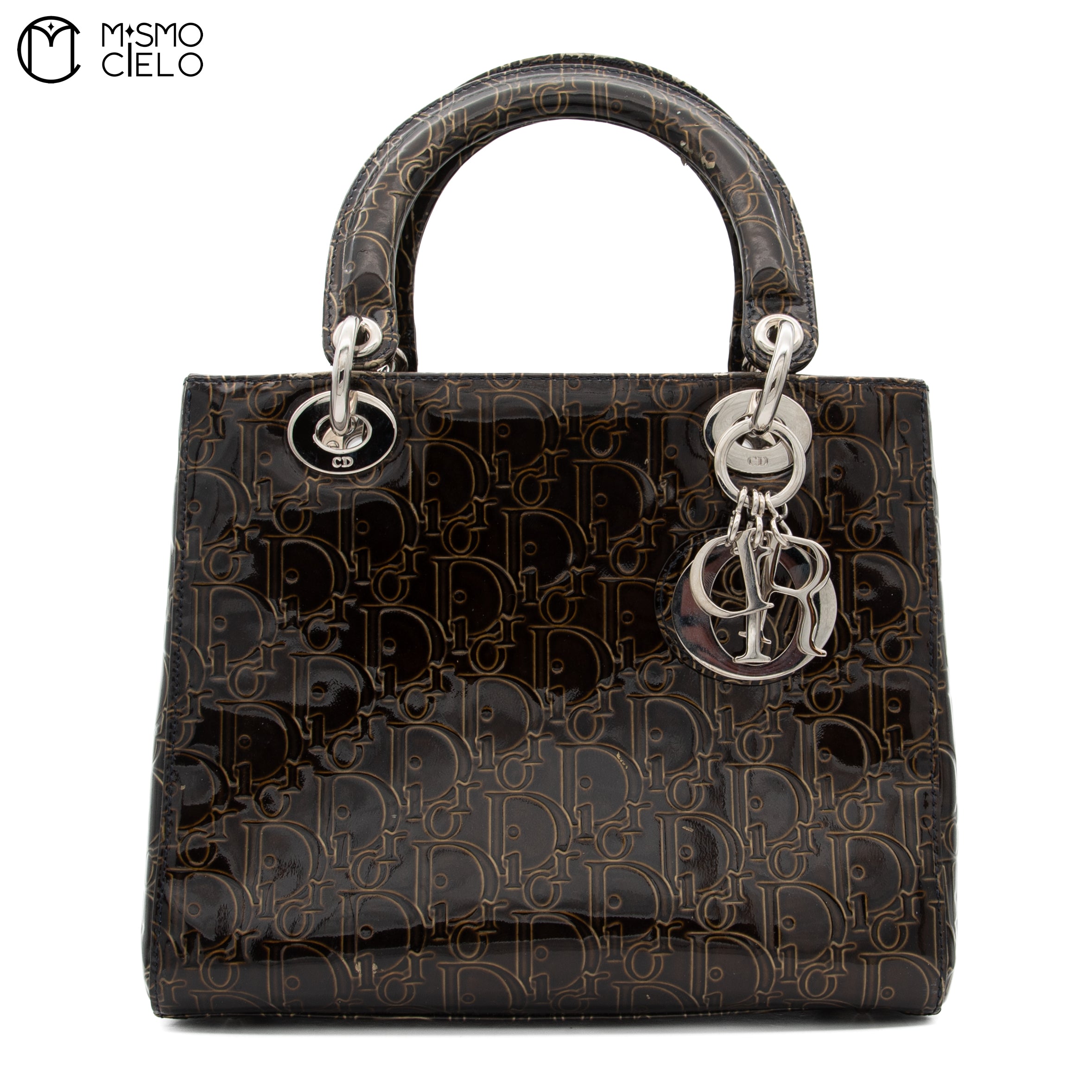 Trotter Lady Dior Patent Handbag Brown and Khaki