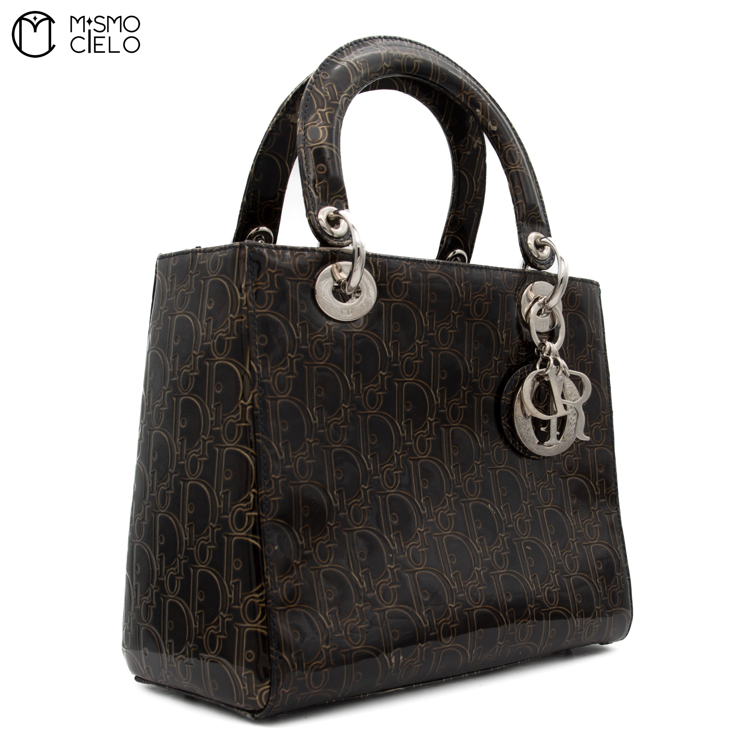 Trotter Lady Dior Patent Handbag Brown and Khaki