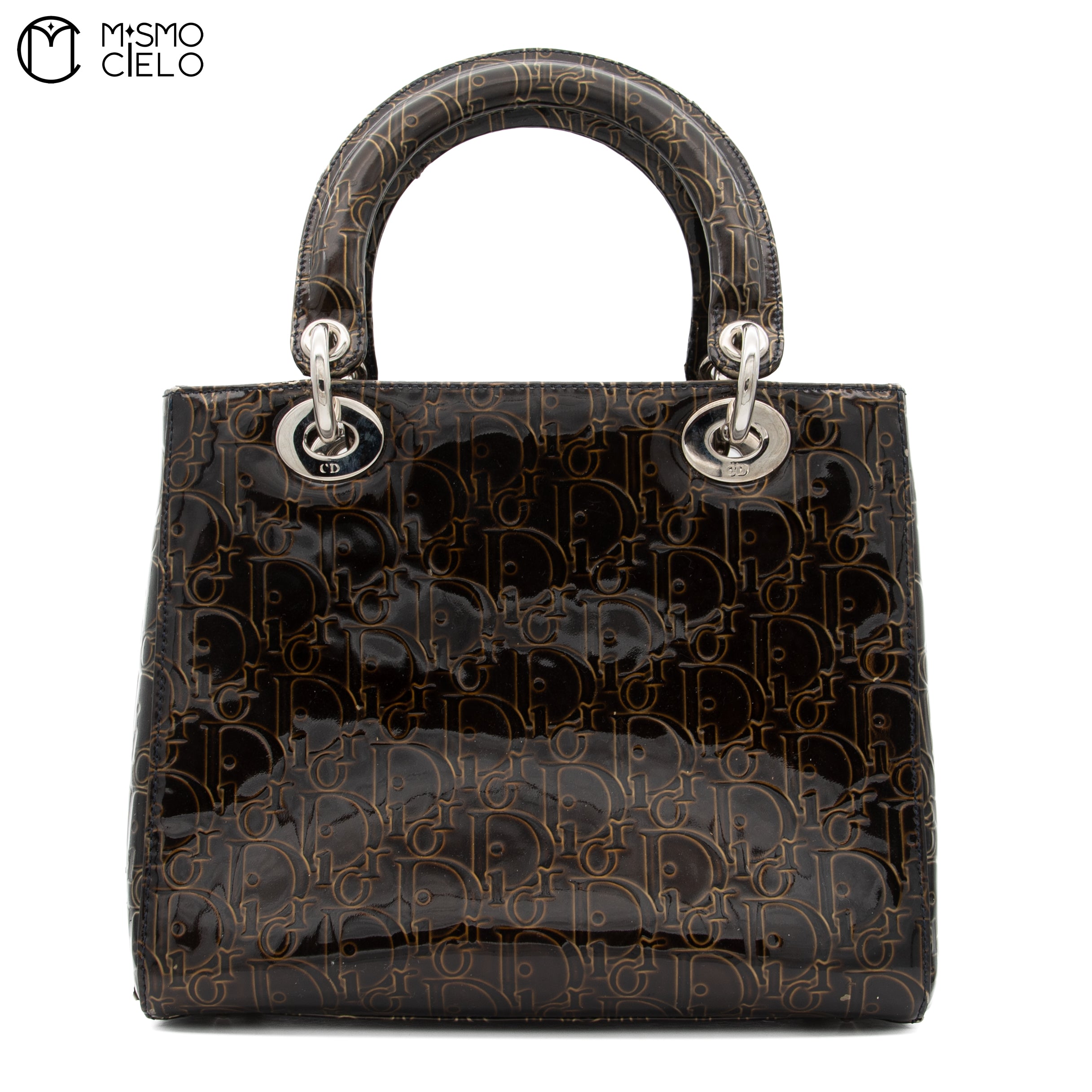 Trotter Lady Dior Patent Handbag Brown and Khaki