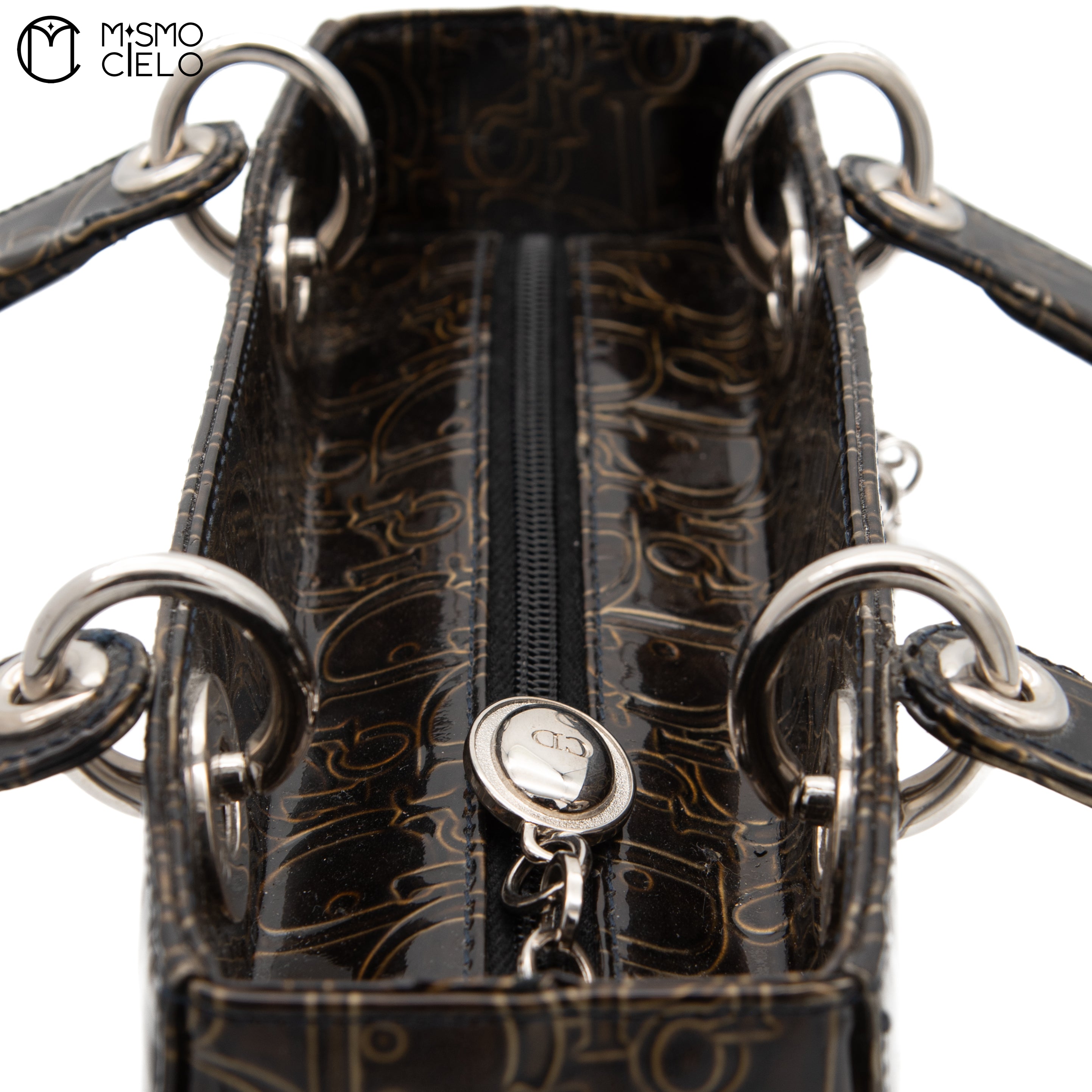 Trotter Lady Dior Patent Handbag Brown and Khaki