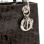 Trotter Lady Dior Patent Handbag Brown and Khaki