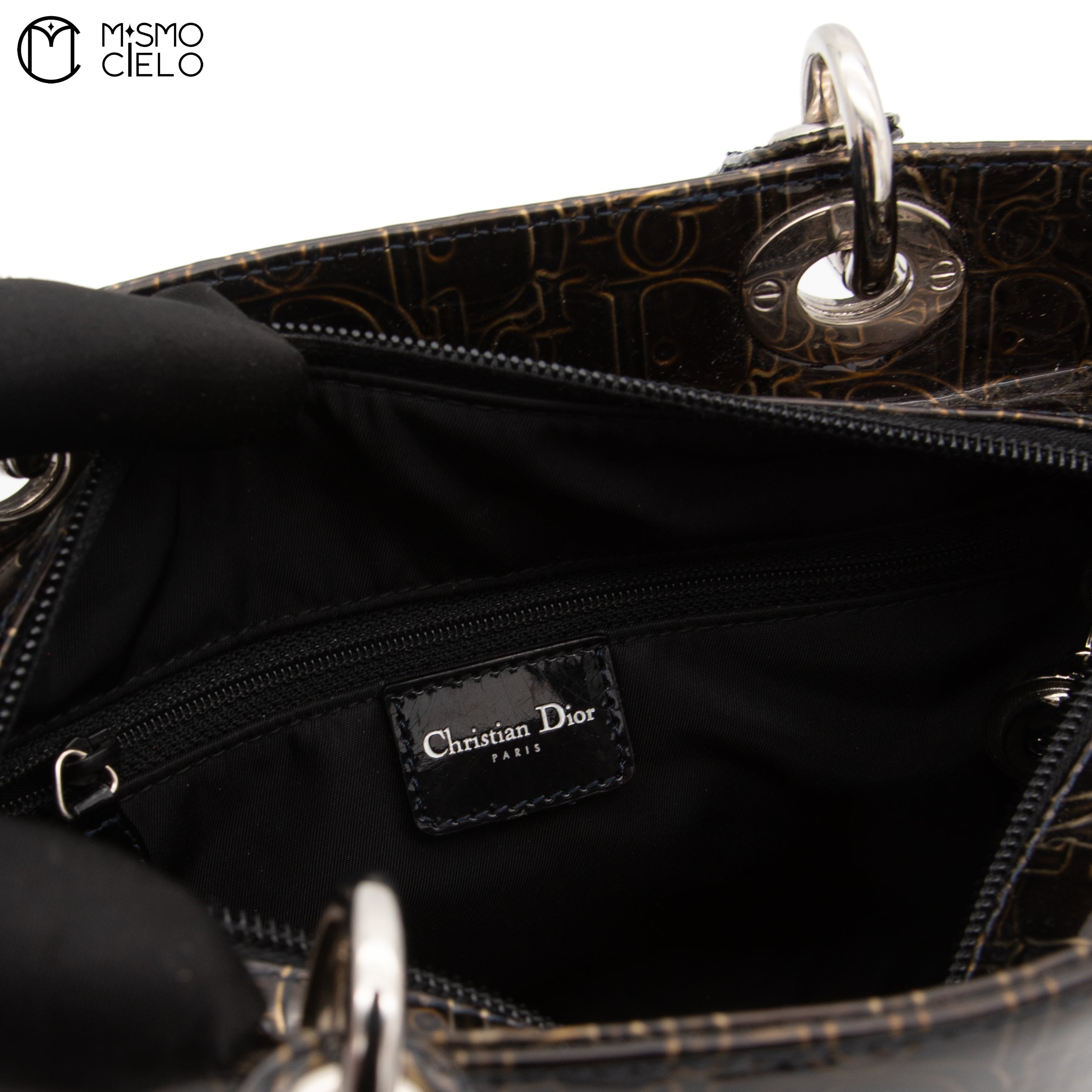 Trotter Lady Dior Patent Handbag Brown and Khaki