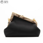 Pochette Fendi First 8BP129 Lamb Leather and Python Black Shoulder Bag