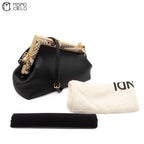 Pochette Fendi First 8BP129 Lamb Leather and Python Black Shoulder Bag