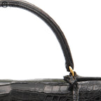 Authenticated Kelly 32 Noir Crocodile Handbag T series