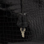 Authenticated Kelly 32 Noir Crocodile Handbag T series