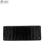 Authenticated Kelly 32 Noir Crocodile Handbag T series