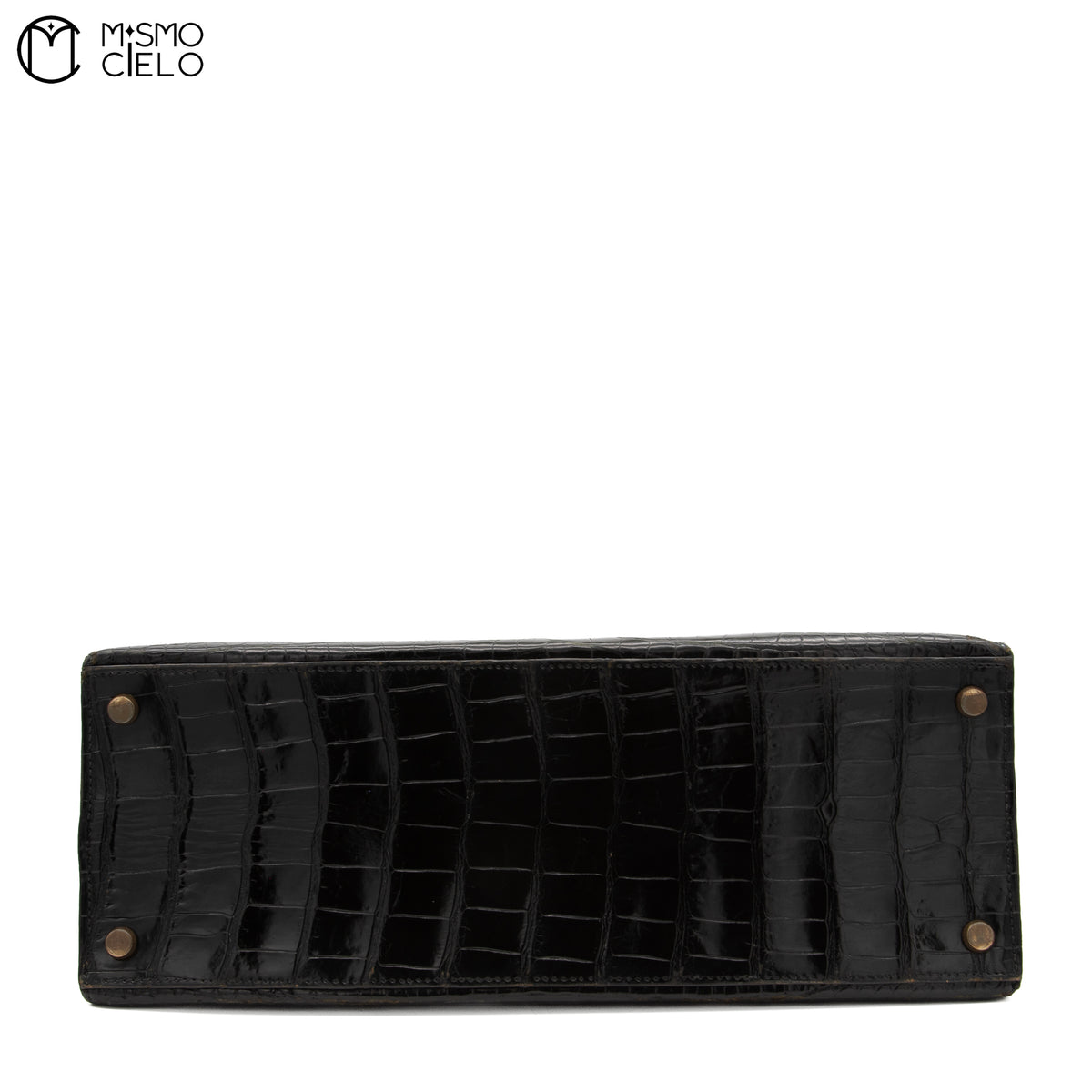 Authenticated Kelly 32 Noir Crocodile Handbag T series